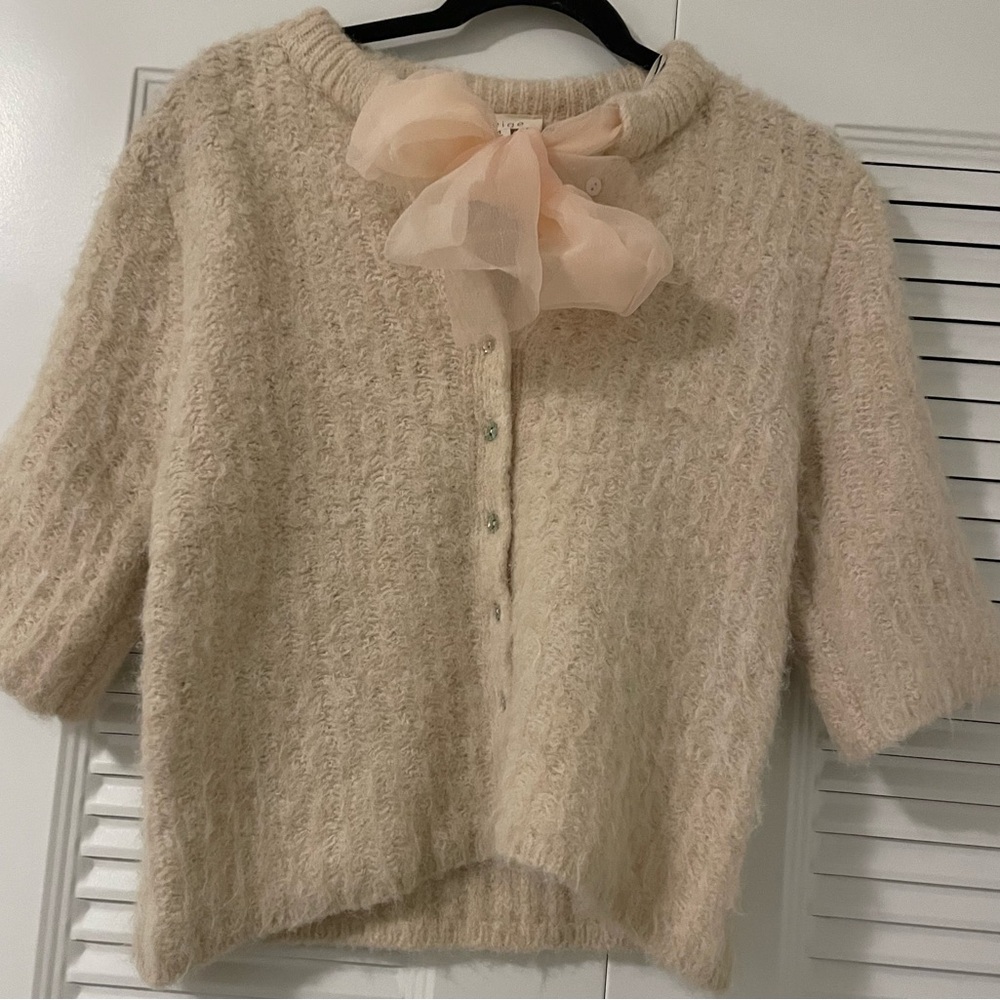 Greige Cream Fuzzy Sweater